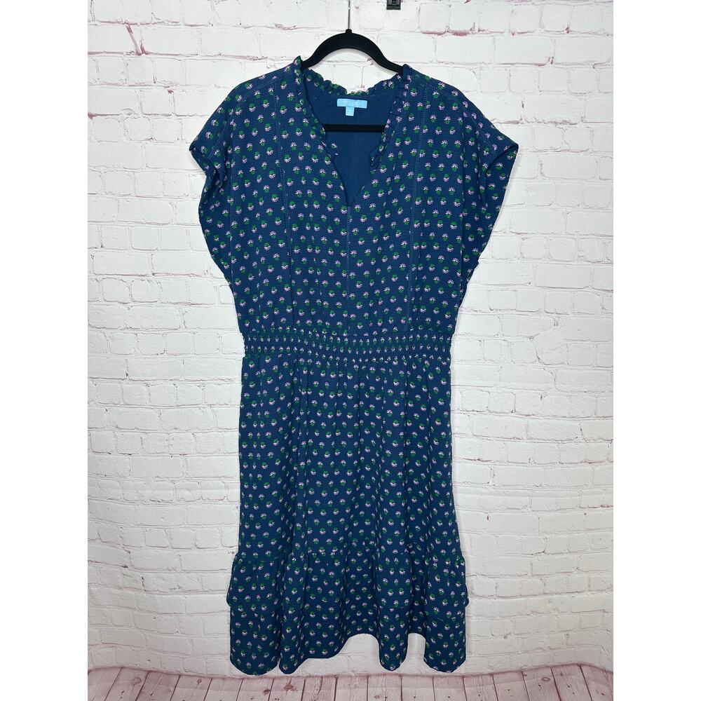 Draper James Blue Floral Dress Womens XL Feminine Ruffle